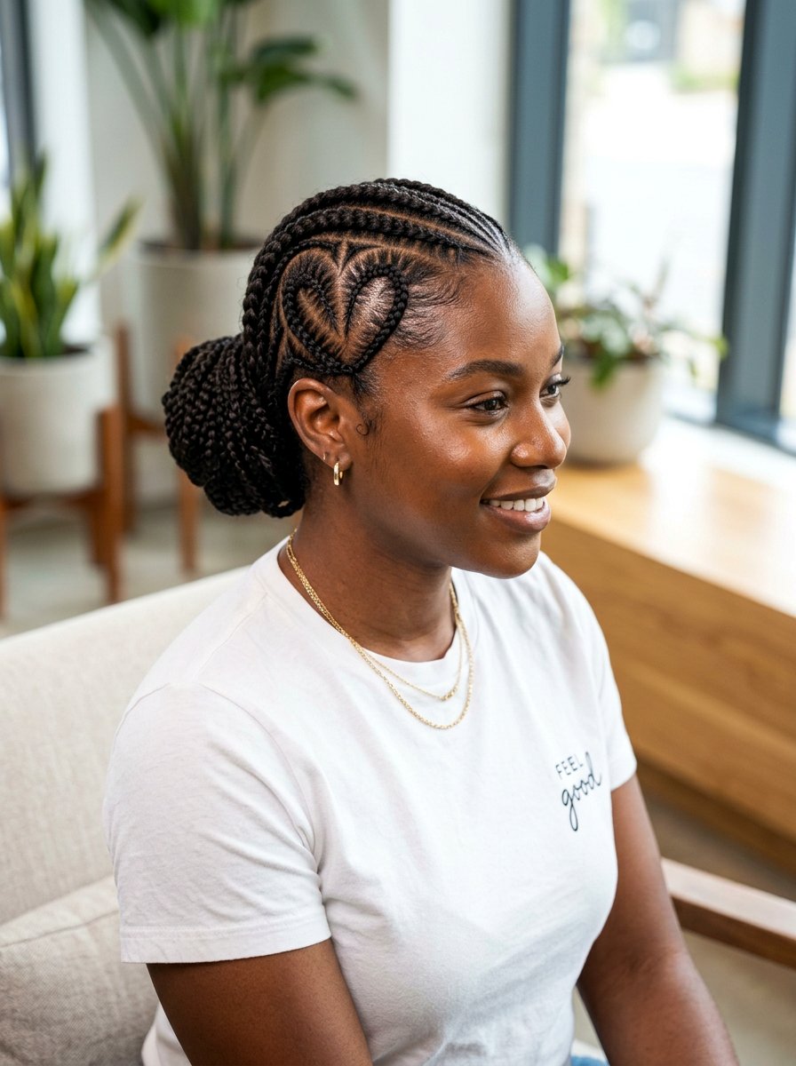 Heart Shape Scalp Braids - 20 scalp braid hairstyles for black women - 20 scalp braid hairstyles for black women