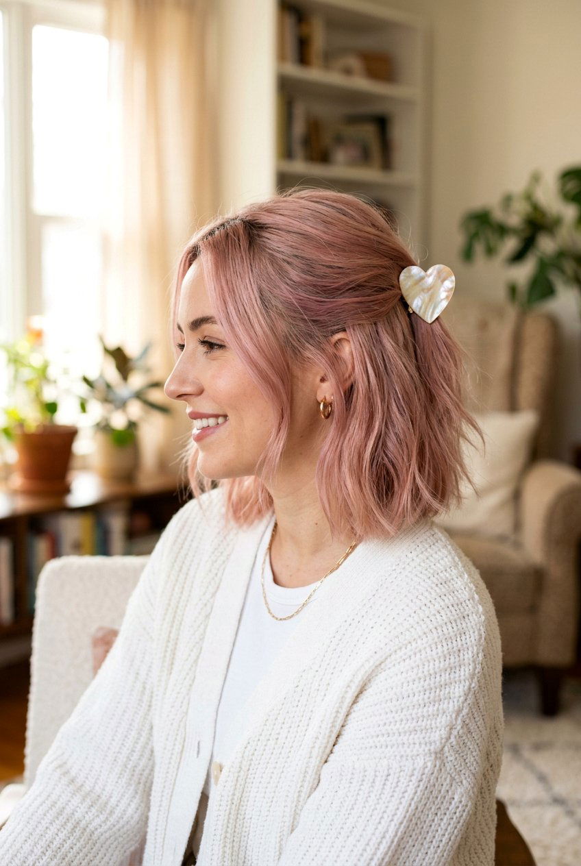 Heart Shaped Barrette Half Up - 20 barrette half up hairstyle - 20 barrette half up hairstyle