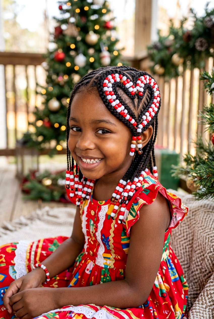 Heart Shaped Bead Braids For Little Girls - 20 bead hairstyles for little girls - 20 bead hairstyles for little girls