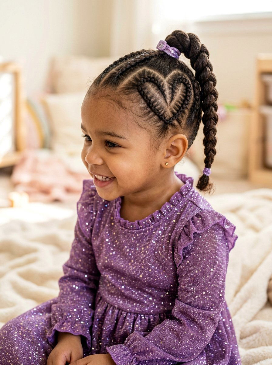 Heart Shaped Braids - 20 protective braid styles for toddlers - 20 protective braid styles for toddlers