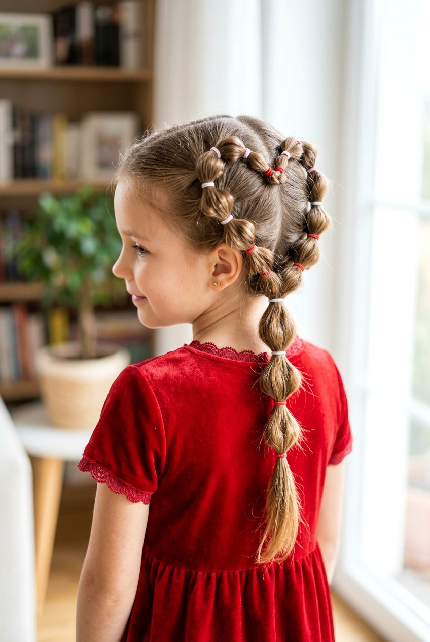 Heart Shaped Bubble Braid - 20 bubble braid for little girls - 20 bubble braid for little girls