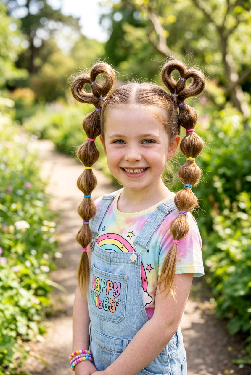 Heart Shaped Bubble Pigtails - 20 valentine hairstyles for girls - 20 valentine hairstyles for girls