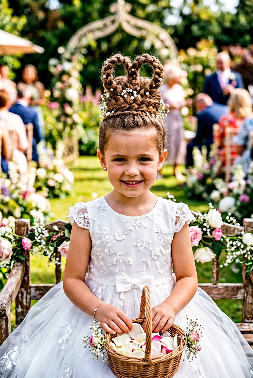 Heart Shaped Flower Girl Bun - 20 flower girl bun hairstyle - 20 flower girl bun hairstyle