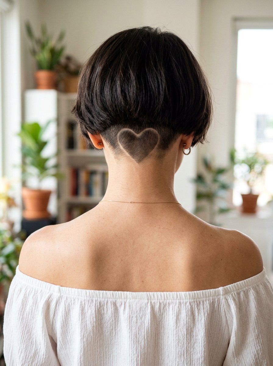 Heart design nape undercut - 20 undercut natural hairstyle women - 20 undercut natural hairstyle women