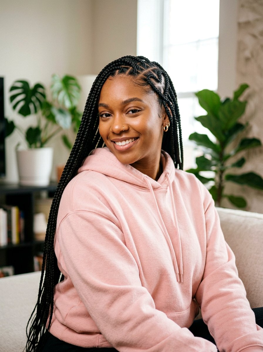 Heart part waist length knotless braids - 20 waist length knotless braids - 20 waist length knotless braids