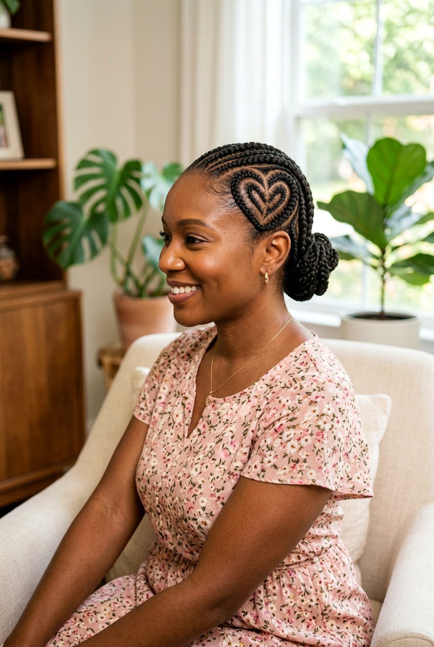 Heart shape cornrows - 20 creative cornrow parting styles - 20 creative cornrow parting styles