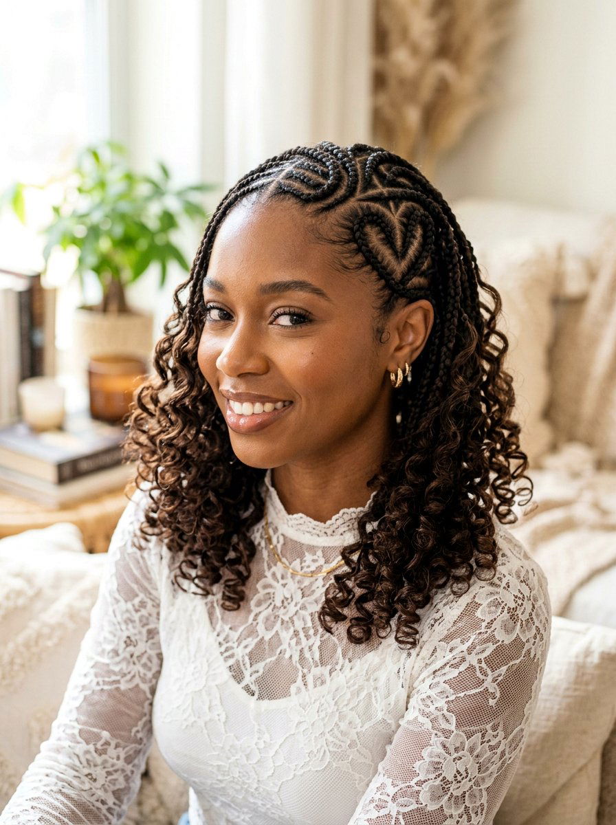 Heart shaped tribal braids with curls - 20 tribal braids with curls - 20 tribal braids with curls