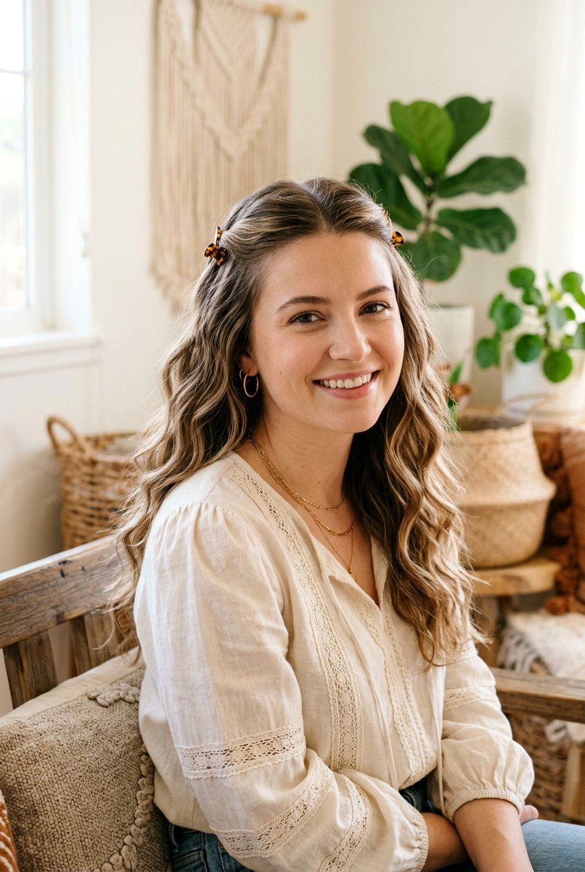 Heatless Textured Half Down Look - 20 one minute hairstyles - 20 one minute hairstyles