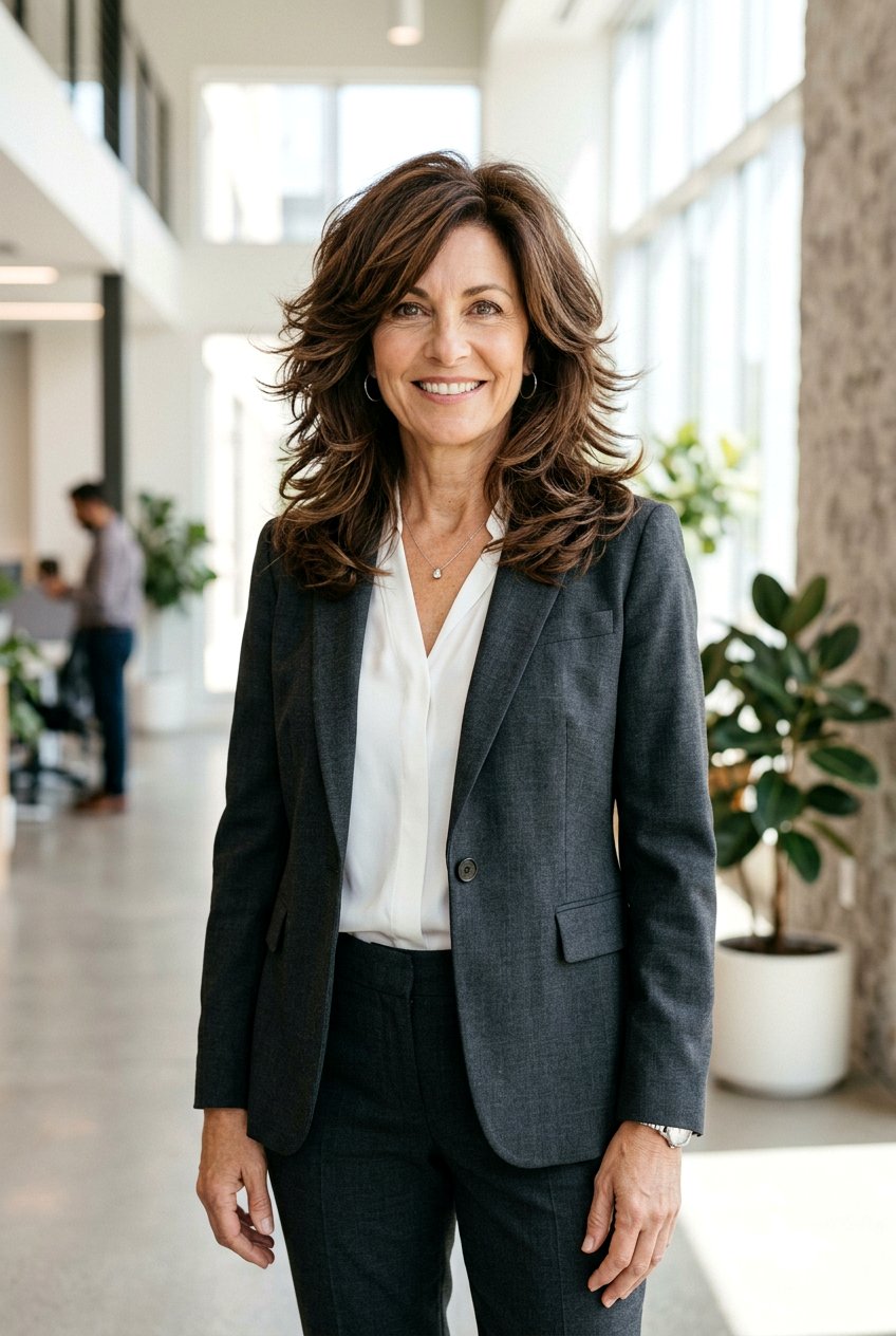 Heavily Layered Cut - 20 business hairstyle for women over 50 - 20 business hairstyle for women over 50