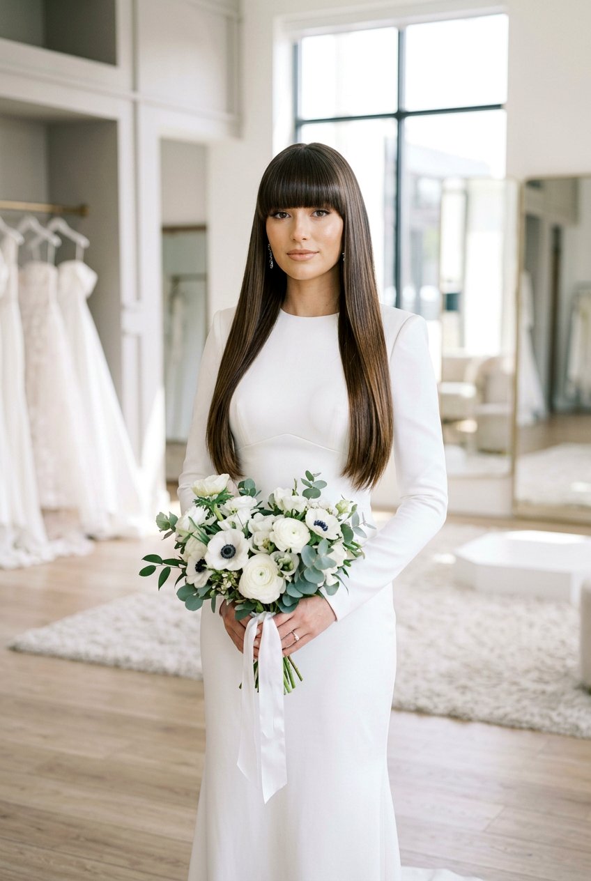 Heavy Bangs With Straight Hair - 20 bridal hairstyle for women with bangs - 20 bridal hairstyle for women with bangs