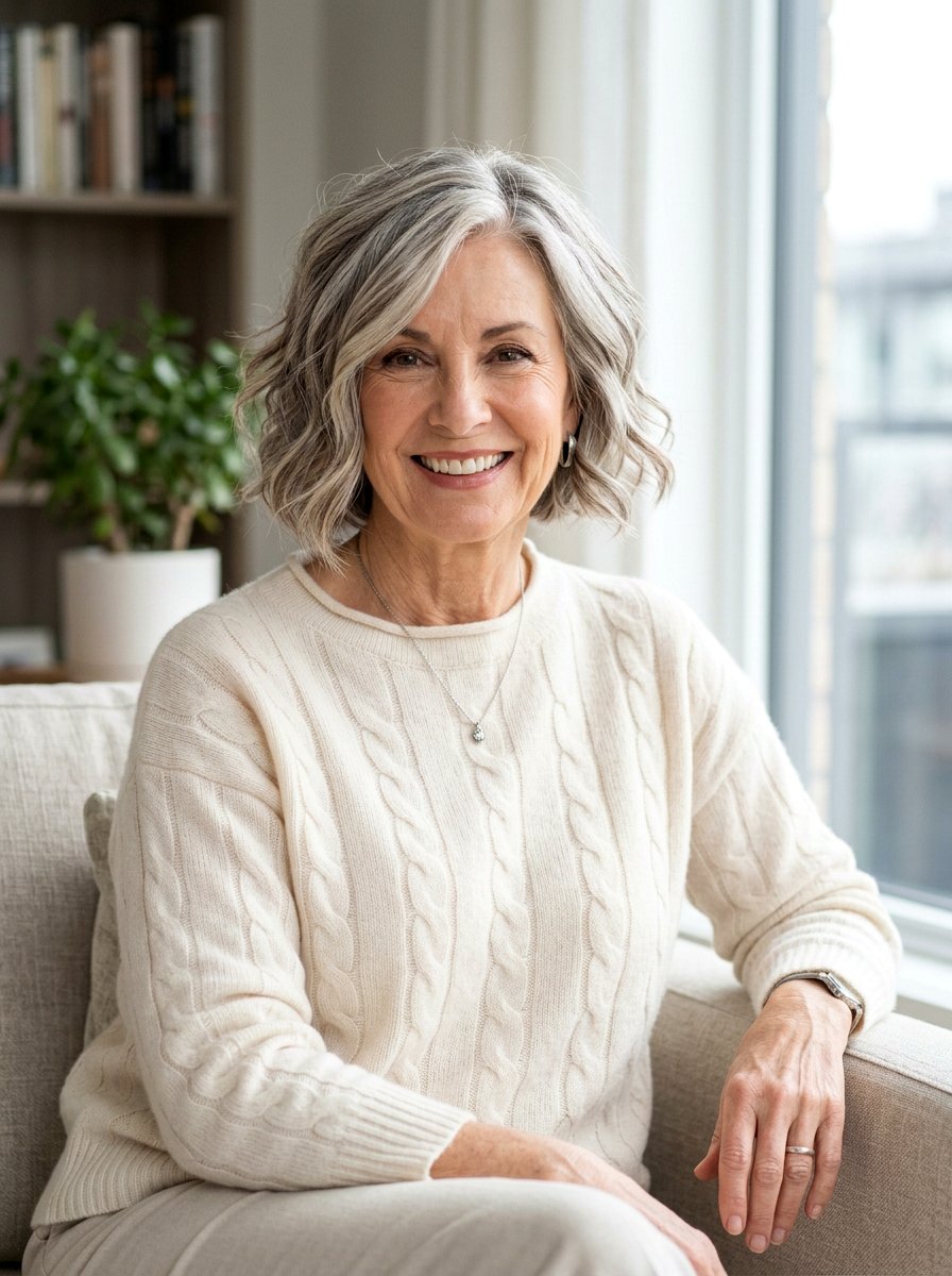 Herringbone Highlights - 20 silver highlights for women over 60 - 20 silver highlights for women over 60