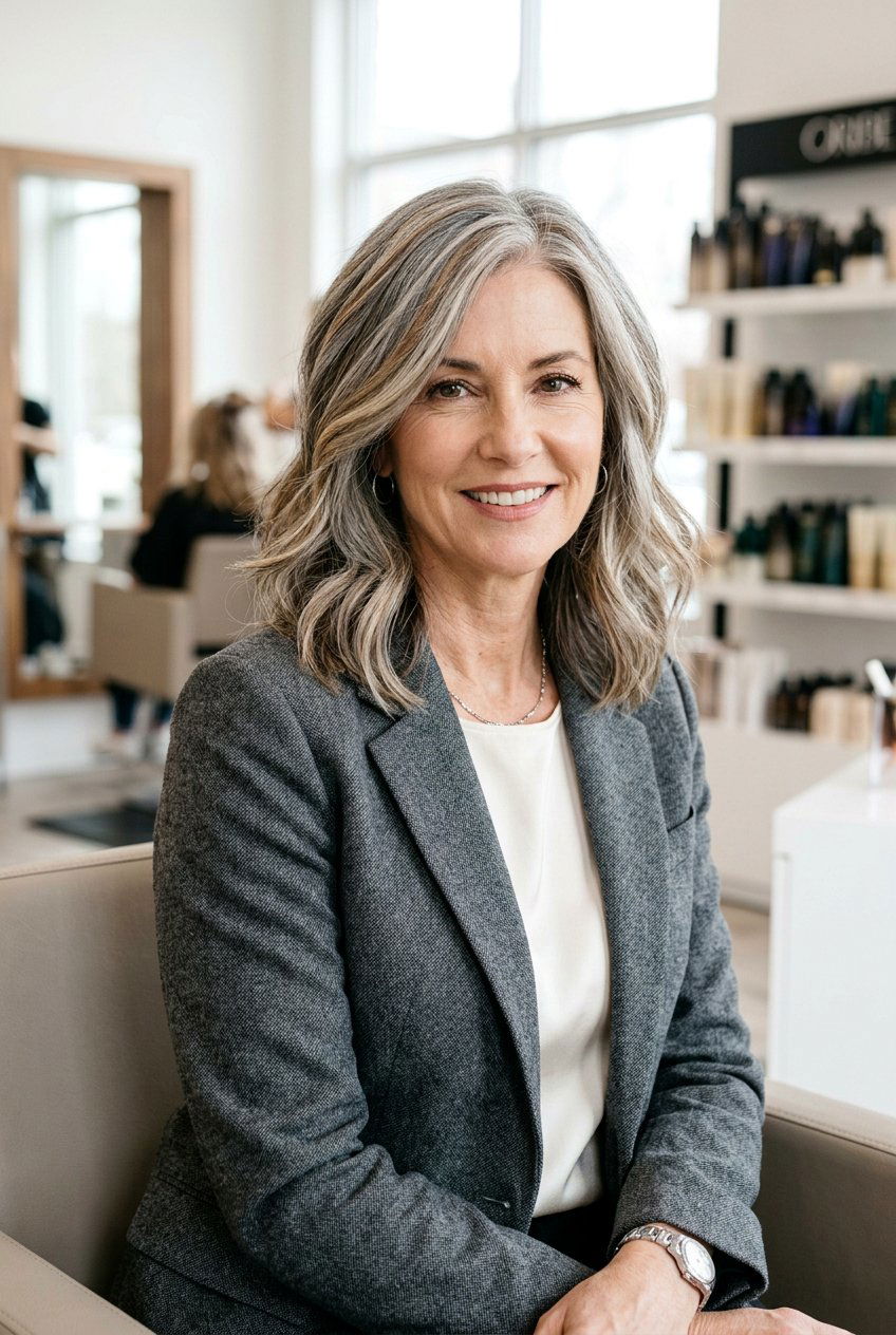 Herringbone Highlights For Gray Blending - 20 face framing highlights for women over 50 - 20 face framing highlights for women over 50