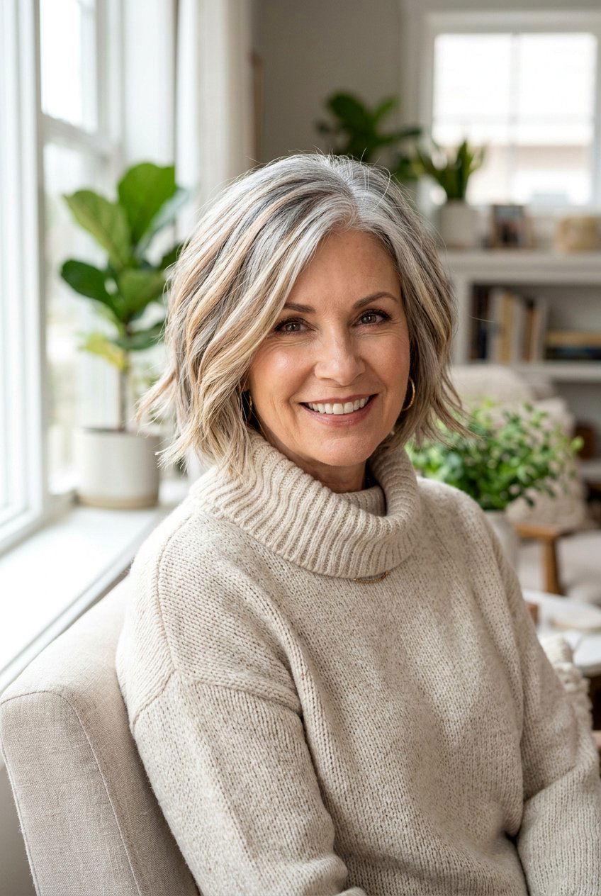 Herringbone Highlights Gray Hair - 20 elegant gray hair color ideas - 20 elegant gray hair color ideas