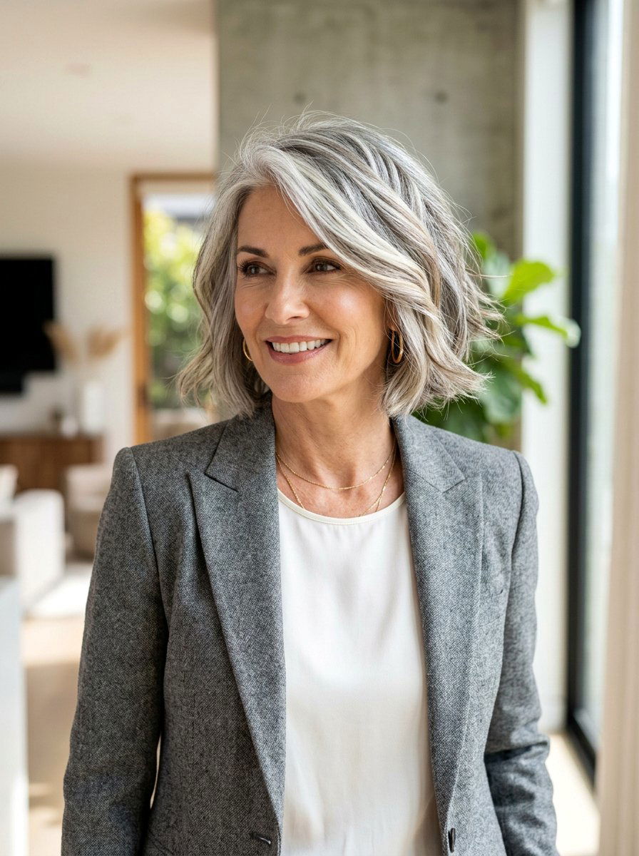 Herringbone highlights for grey hair - 20 salt and pepper highlight ideas - 20 salt and pepper highlight ideas