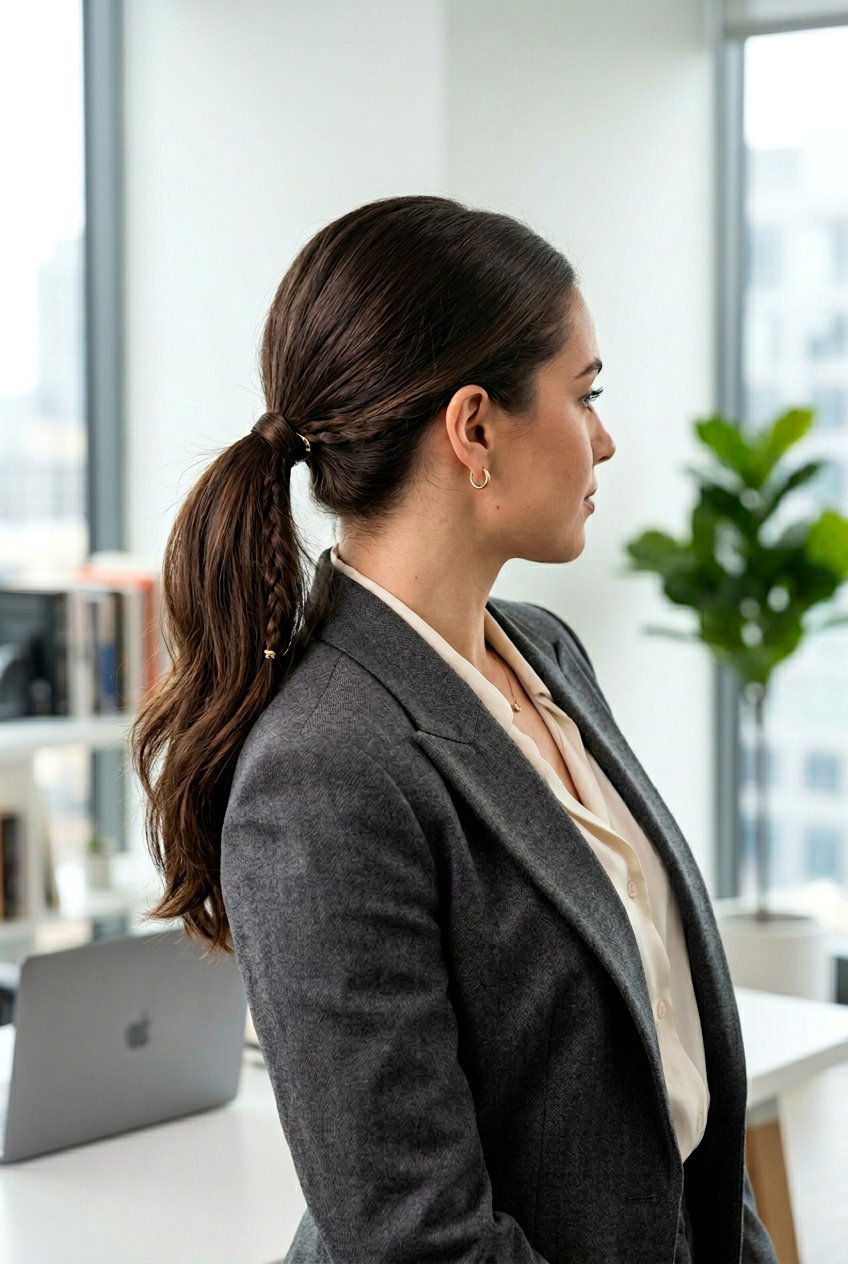 Hidden Braid Work Ponytail - 20 mom easy work ponytail hairstyle - 20 mom easy work ponytail hairstyle