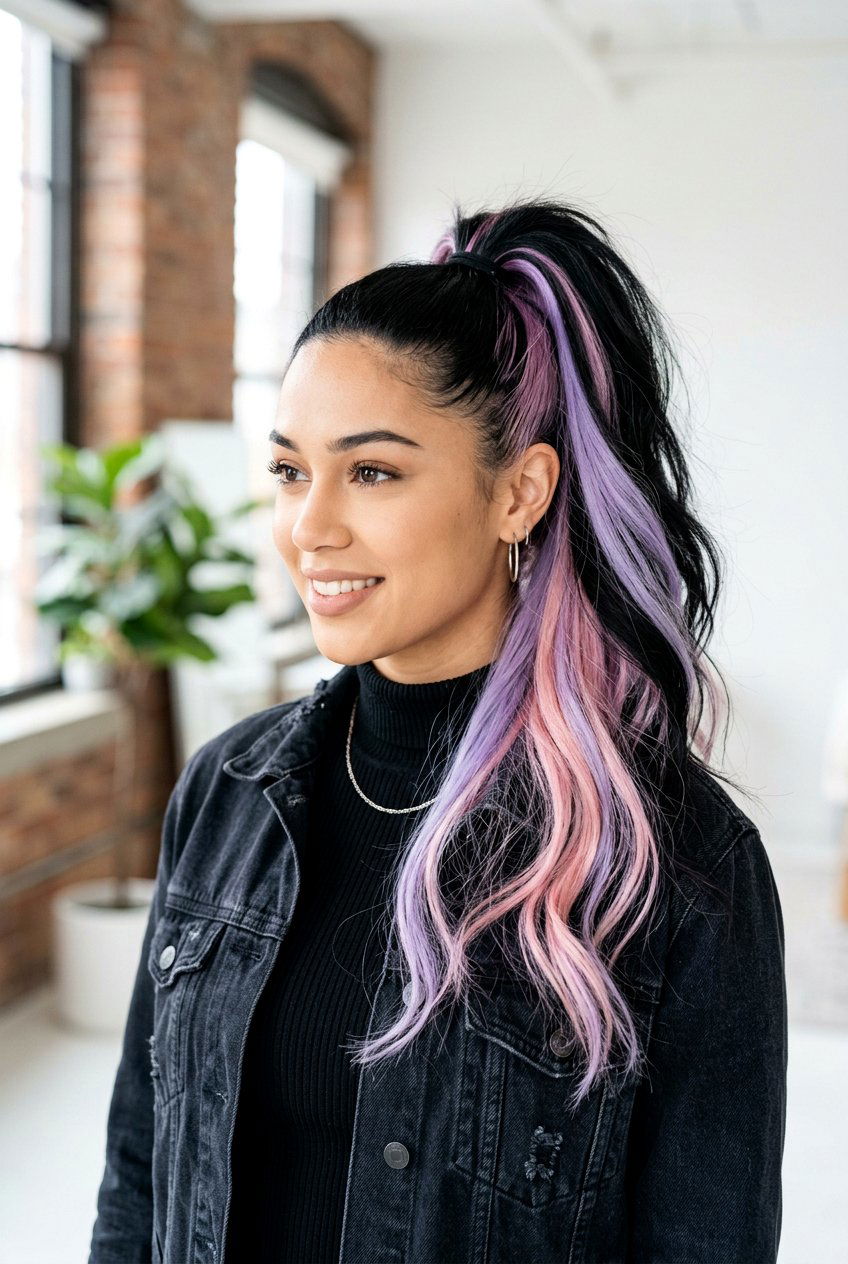 Hidden Pastel Hair On Black Hair - 20 hidden pastel hair color - 20 hidden pastel hair color