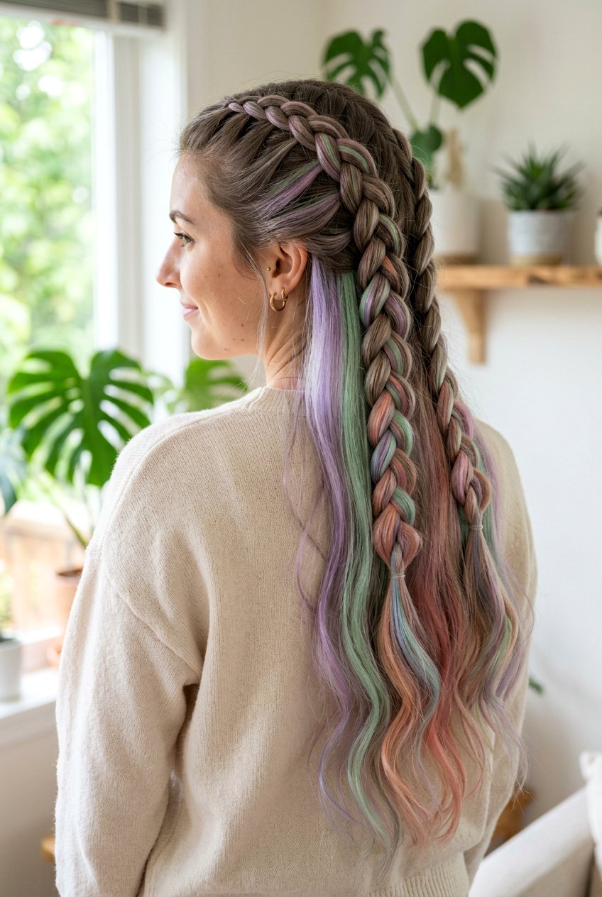 Hidden Pastel Hair With Braids - 20 hidden pastel hair color - 20 hidden pastel hair color