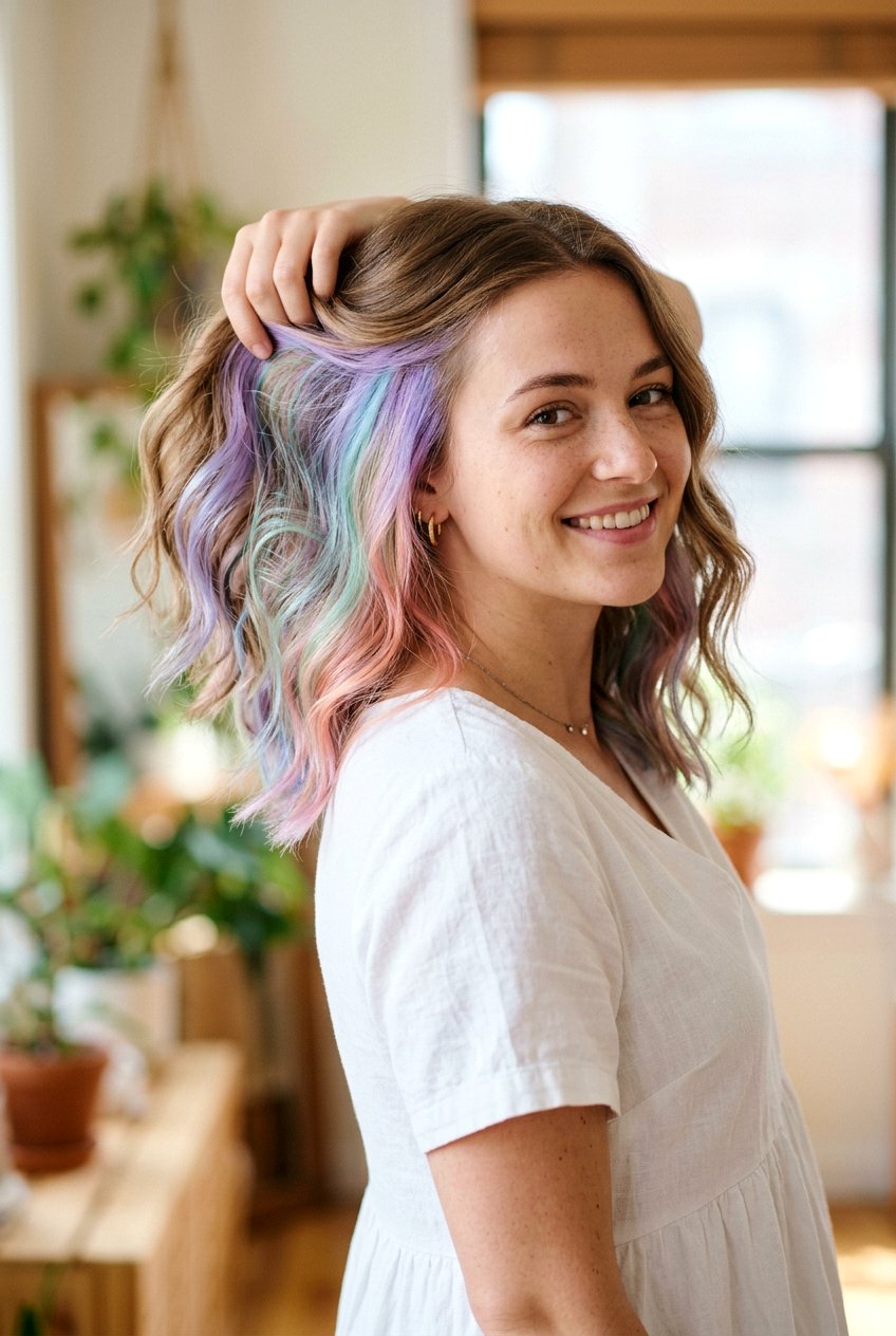Hidden Pastel Hair With Waves - 20 hidden pastel hair color - 20 hidden pastel hair color