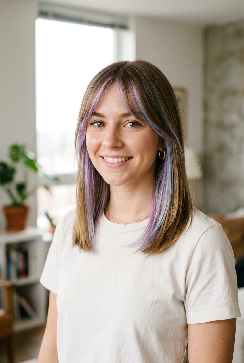 Hidden Pastel Highlights Under Bangs - 20 hidden pastel hair color - 20 hidden pastel hair color