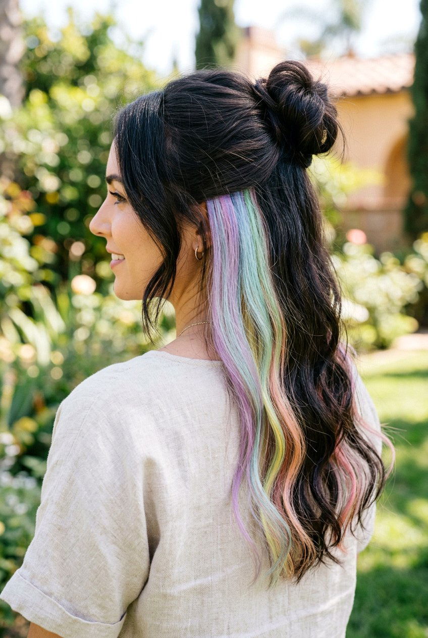 Hidden Pastel Rainbow Underlayer - 20 hidden pastel hair color - 20 hidden pastel hair color