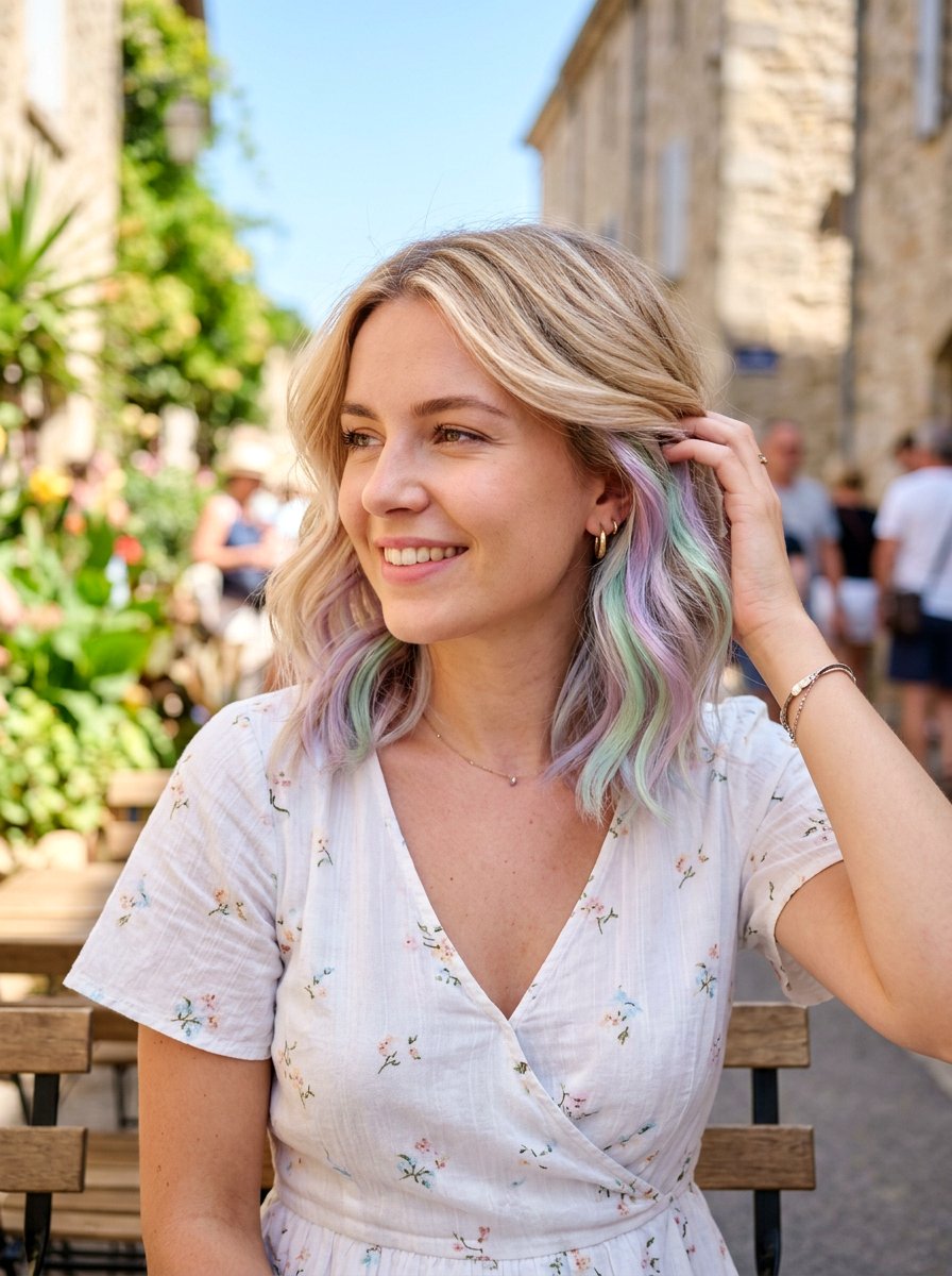 Hidden Rainbow Balayage Blonde Bob - 20 hidden rainbow balayage - 20 hidden rainbow balayage