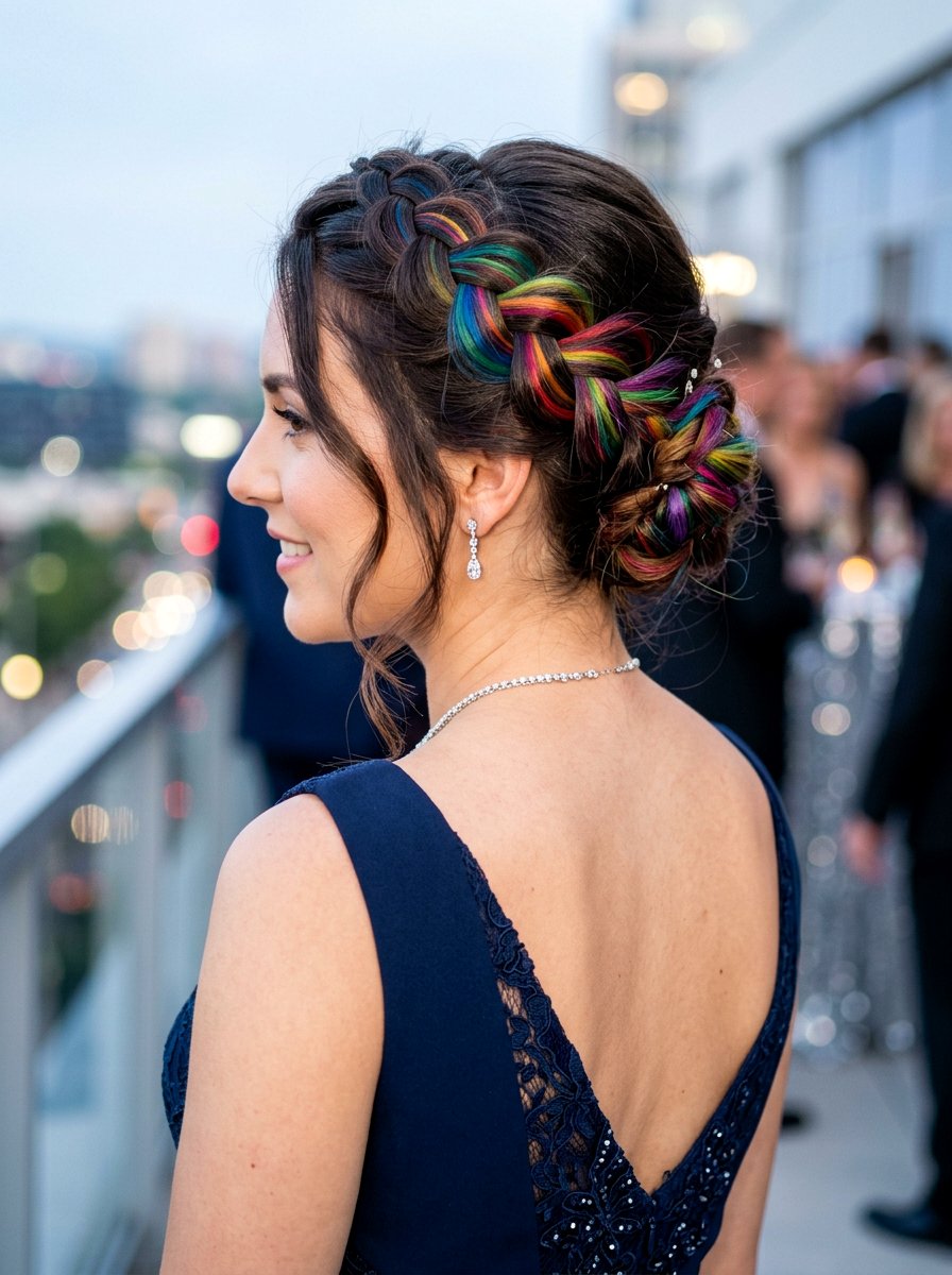 Hidden Rainbow Balayage Braided Updo - 20 hidden rainbow balayage - 20 hidden rainbow balayage