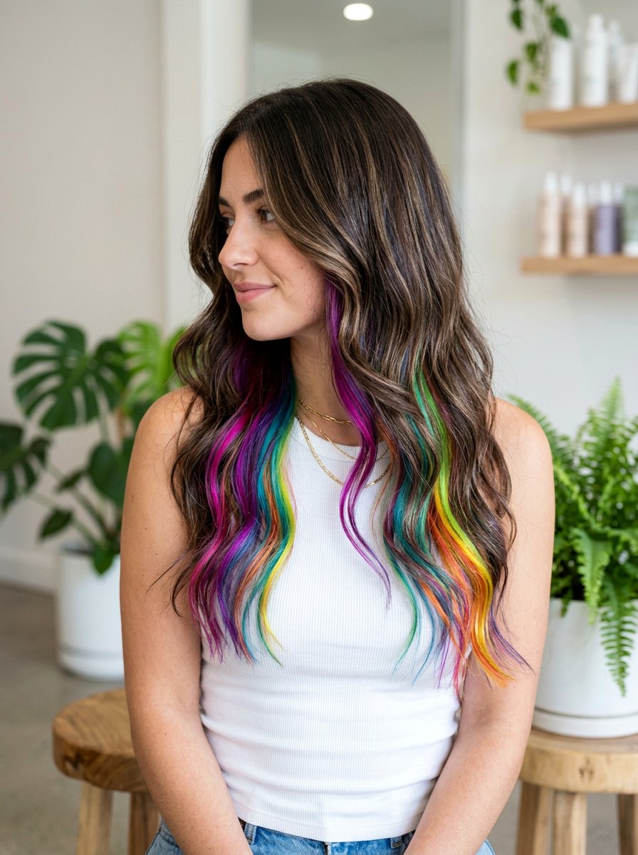 Hidden Rainbow Balayage Long Layers - 20 hidden rainbow balayage - 20 hidden rainbow balayage