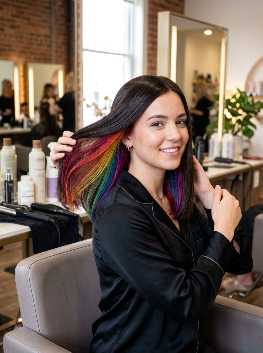 Hidden Rainbow Balayage Straight Hair - 20 hidden rainbow balayage - 20 hidden rainbow balayage