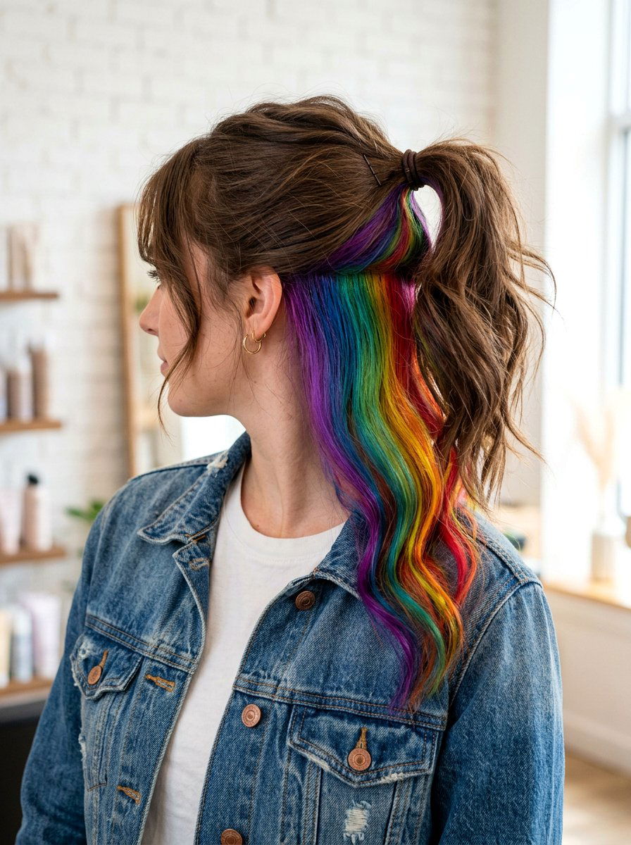 Hidden Rainbow Balayage Underneath Layers - 20 hidden rainbow balayage - 20 hidden rainbow balayage