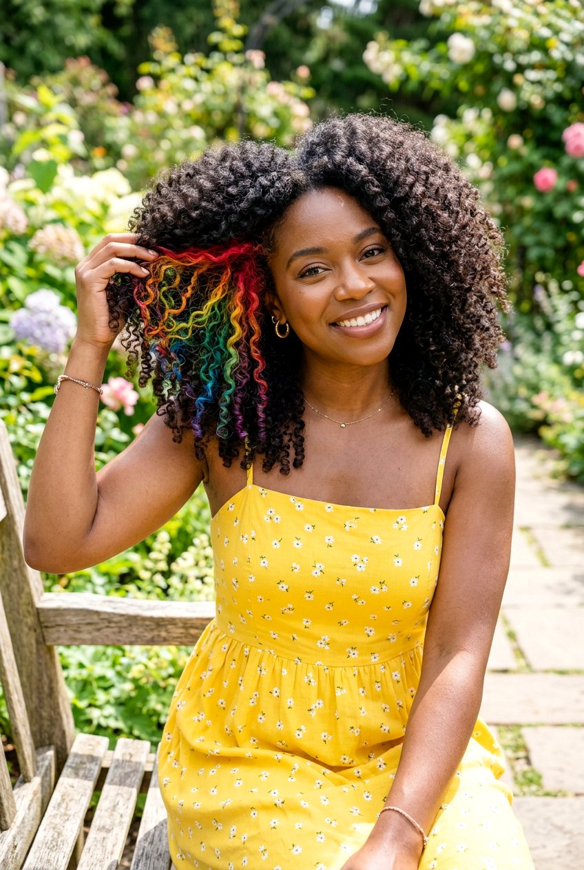 Hidden Rainbow Hair For Curly Hair - 20 hidden rainbow balayage - 20 hidden rainbow balayage