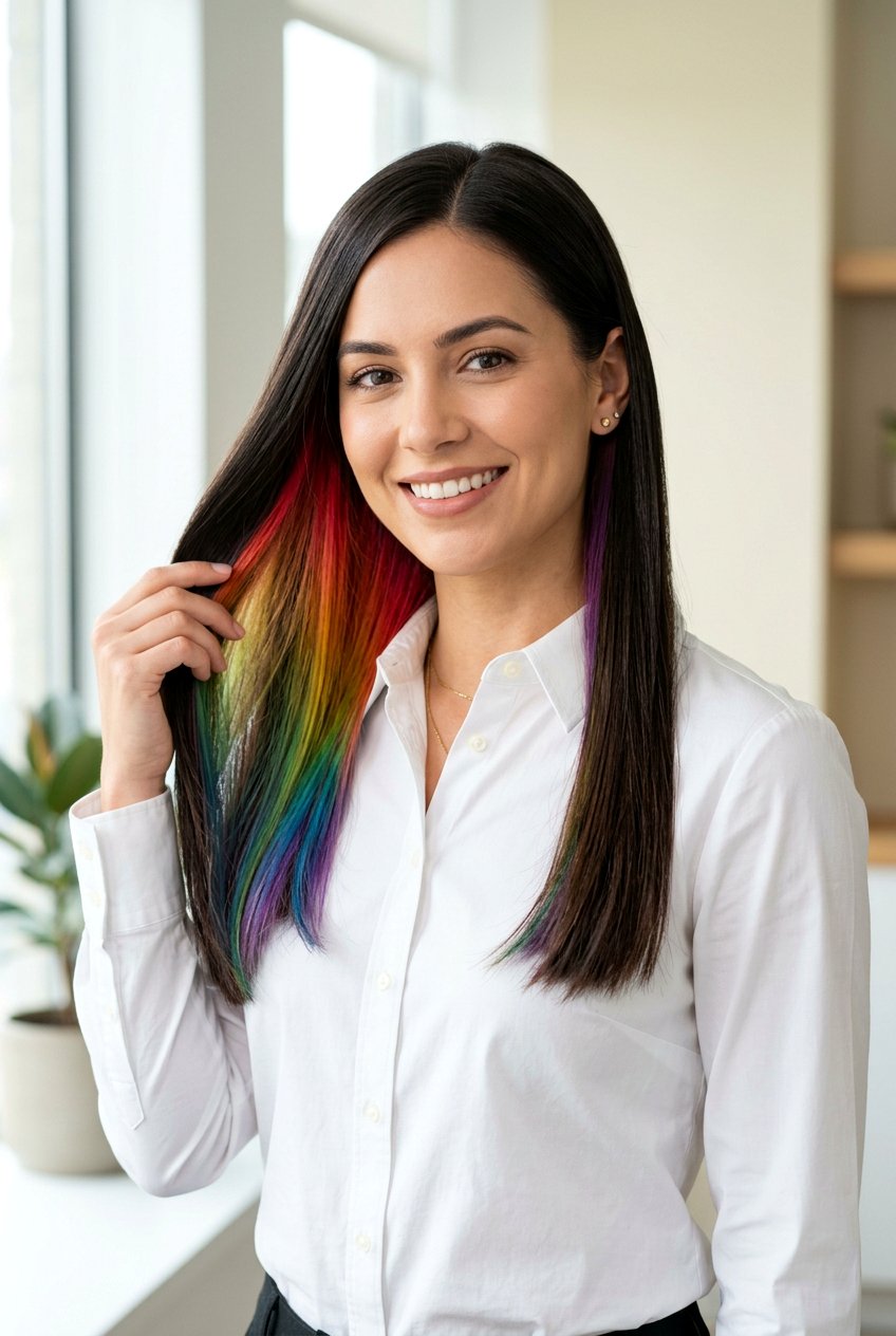Hidden Rainbow Hair For Straight Hair - 20 hidden rainbow balayage - 20 hidden rainbow balayage