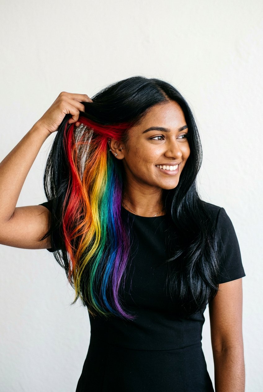 Hidden Rainbow Hair On Black Hair - 20 hidden rainbow balayage - 20 hidden rainbow balayage