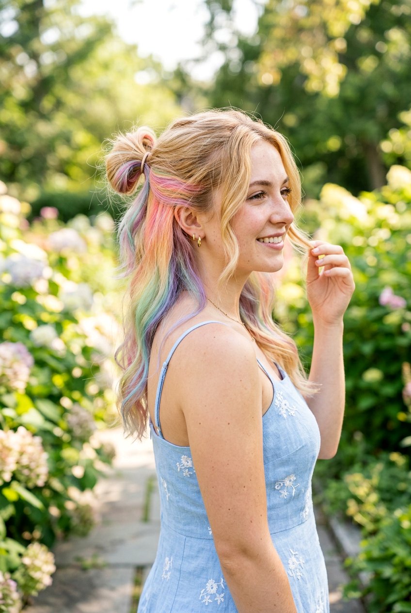 Hidden Rainbow Hair On Blonde Hair - 20 hidden rainbow balayage - 20 hidden rainbow balayage