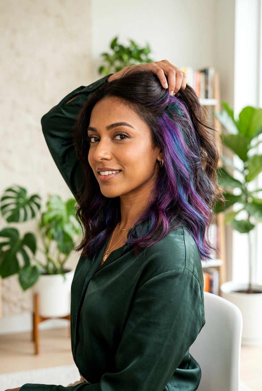 Hidden Rainbow Hair On Dark Brown Hair - 20 hidden rainbow balayage - 20 hidden rainbow balayage