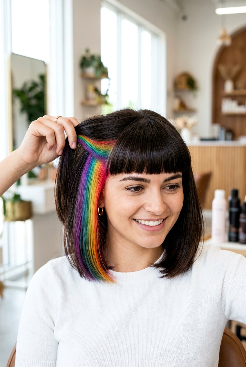 Hidden rainbow hair bangs - 20 hidden rainbow hair - 20 hidden rainbow hair