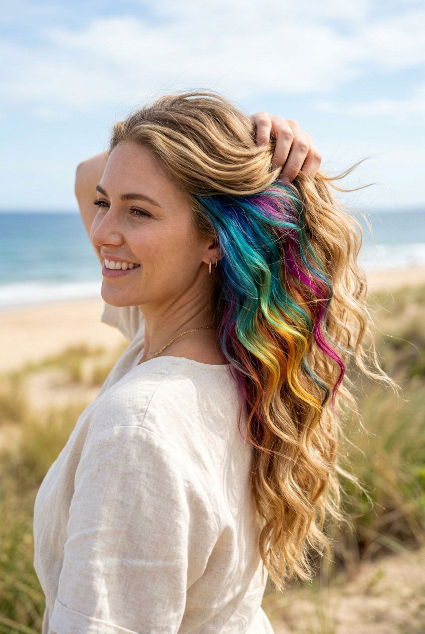 Hidden rainbow hair wavy texture - 20 hidden rainbow hair - 20 hidden rainbow hair