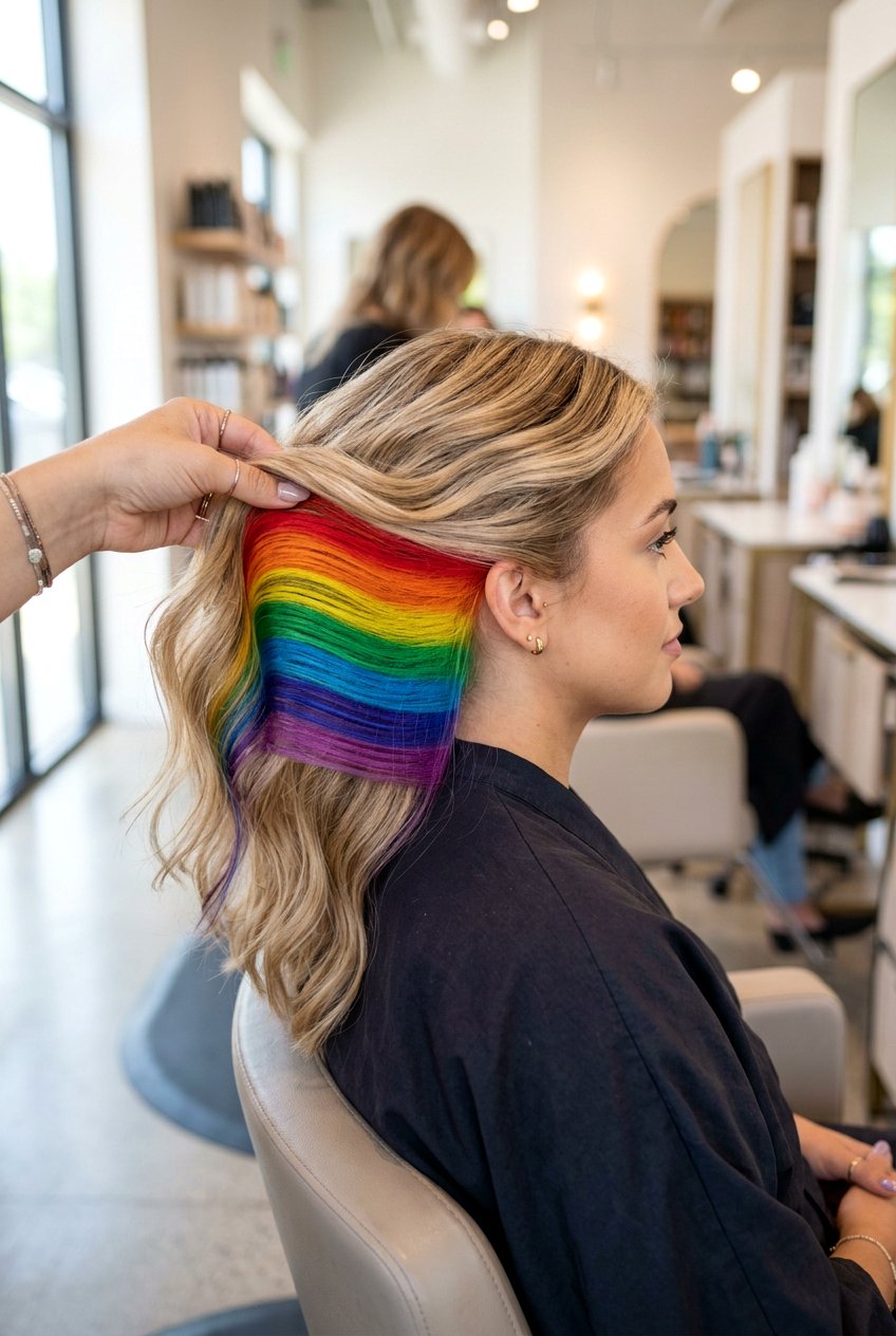 Hidden rainbow hair - 20 underlayer hair color ideas - 20 underlayer hair color ideas