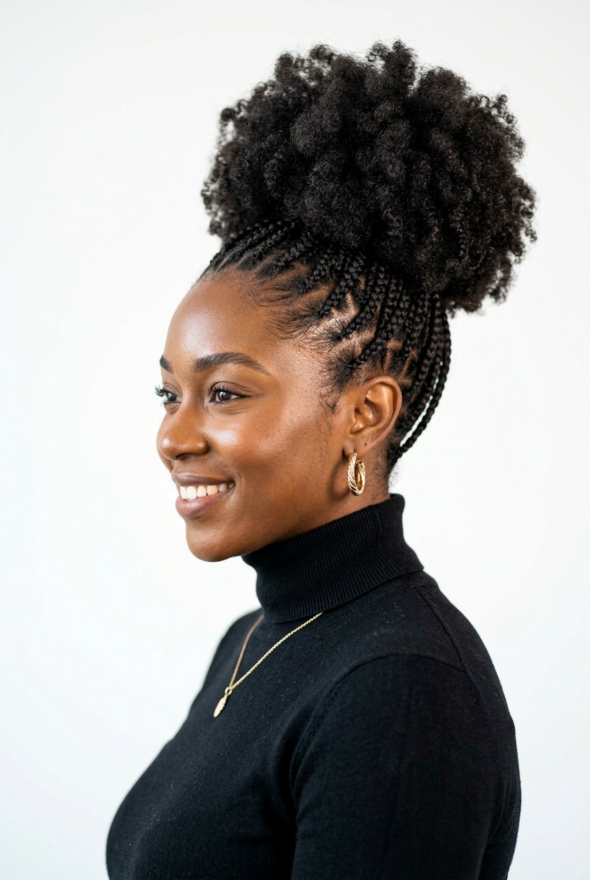 High Braided Afro Puff - 20 braided afro puff hairstyle - 20 braided afro puff hairstyle