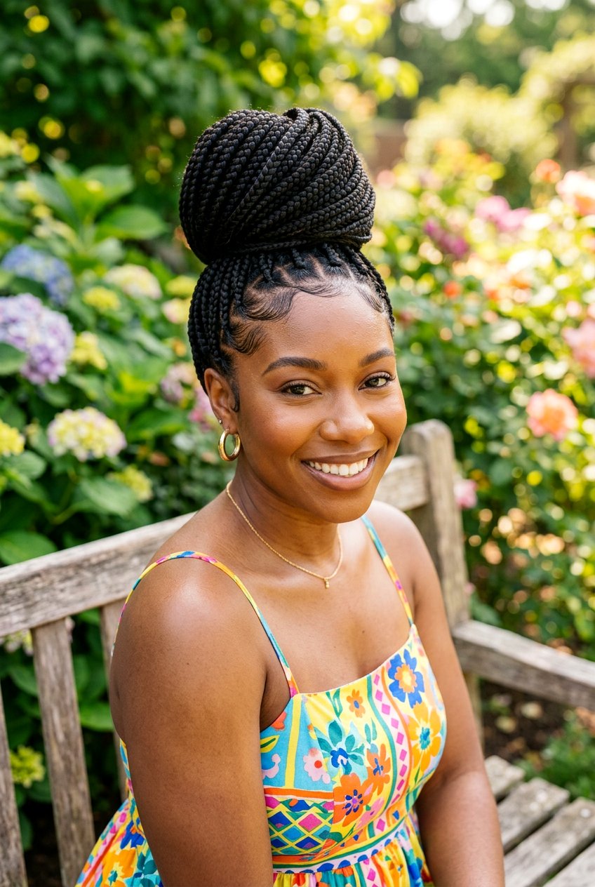 High Braided Bun - 20 braided bun for black women - 20 braided bun for black women