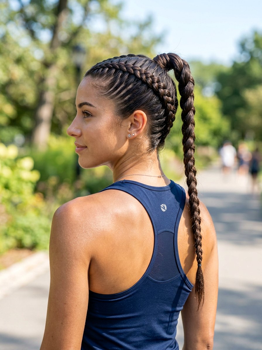 High Braided Ponytail - 20 gym hairstyle with braided ponytail - 20 gym hairstyle with braided ponytail