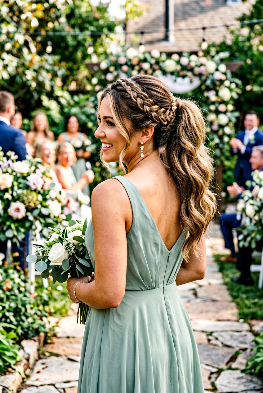 High Braided Ponytail for Wedding Party - 20 bridesmaid ponytail with braid - 20 bridesmaid ponytail with braid