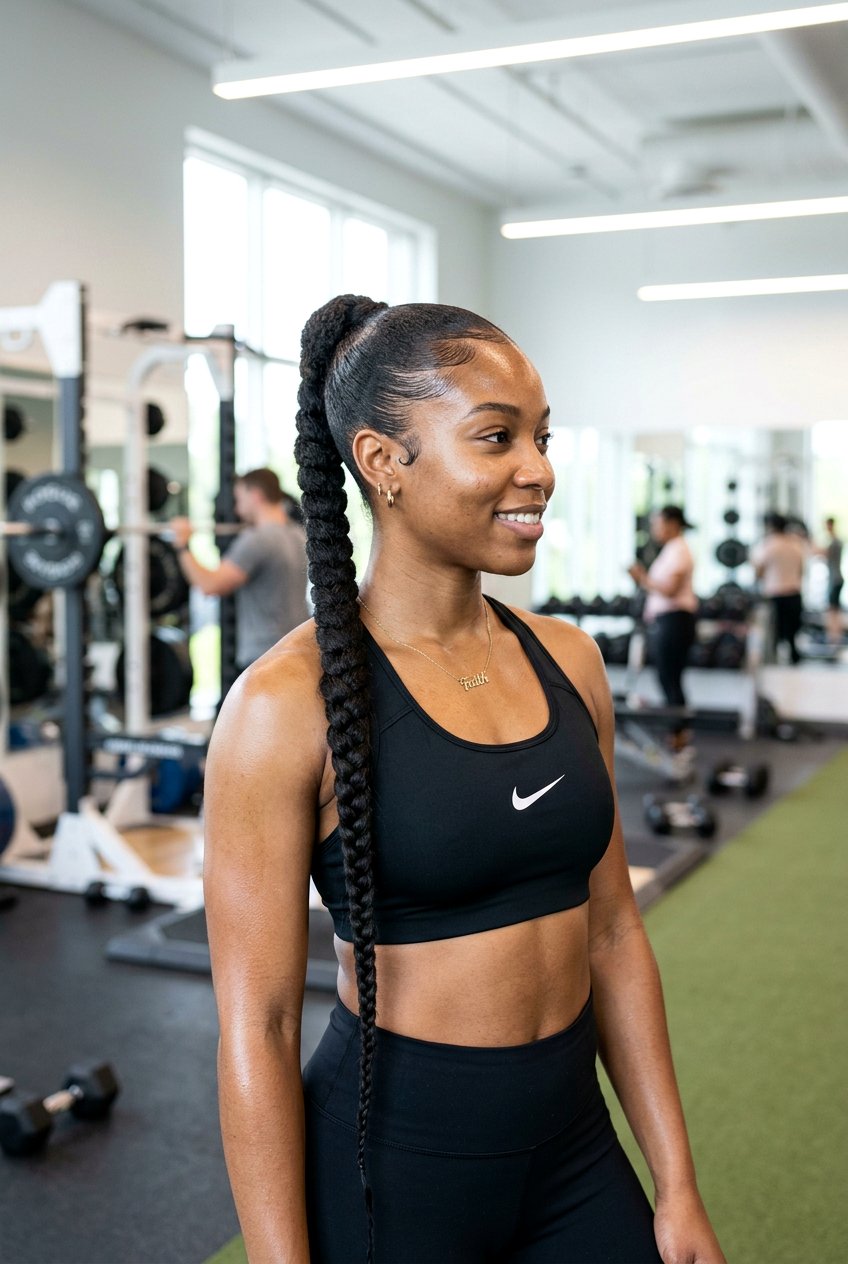 High Braided Ponytail - 20 gym protective styles for natural hair - 20 gym protective styles for natural hair