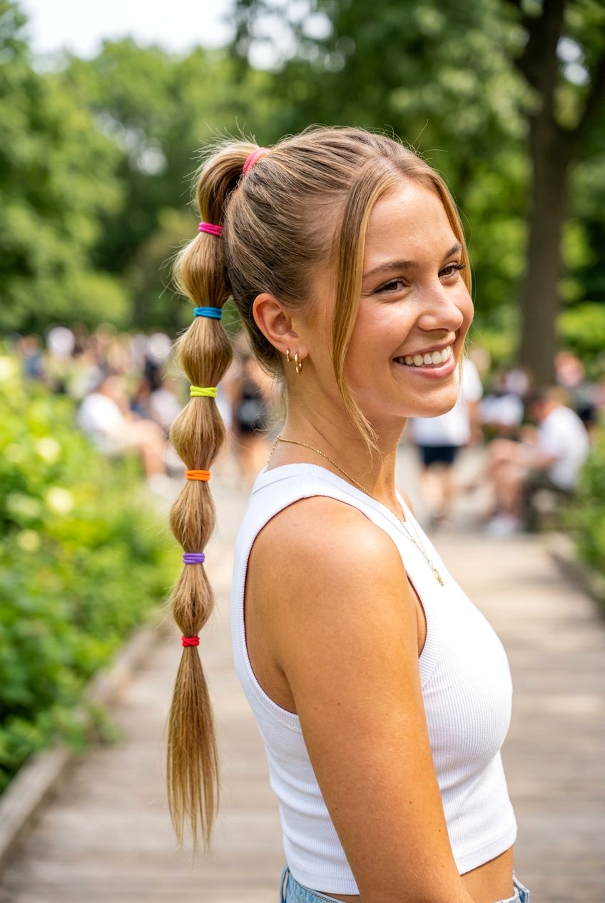 High Bubble Ponytail - 20 last day of school hairstyles - 20 last day of school hairstyles