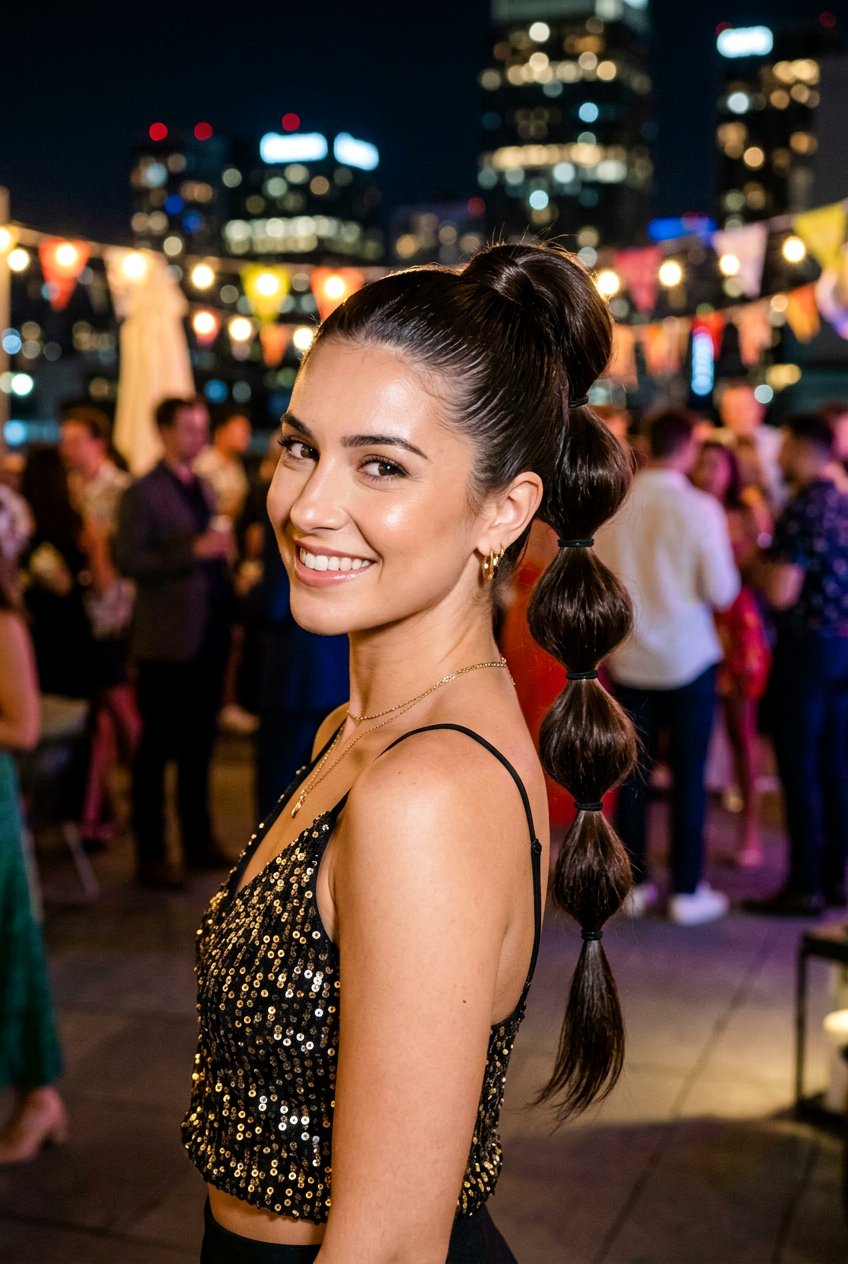 High Bubble Ponytail Hairstyle - 20 girls night out hairstyles - 20 girls night out hairstyles