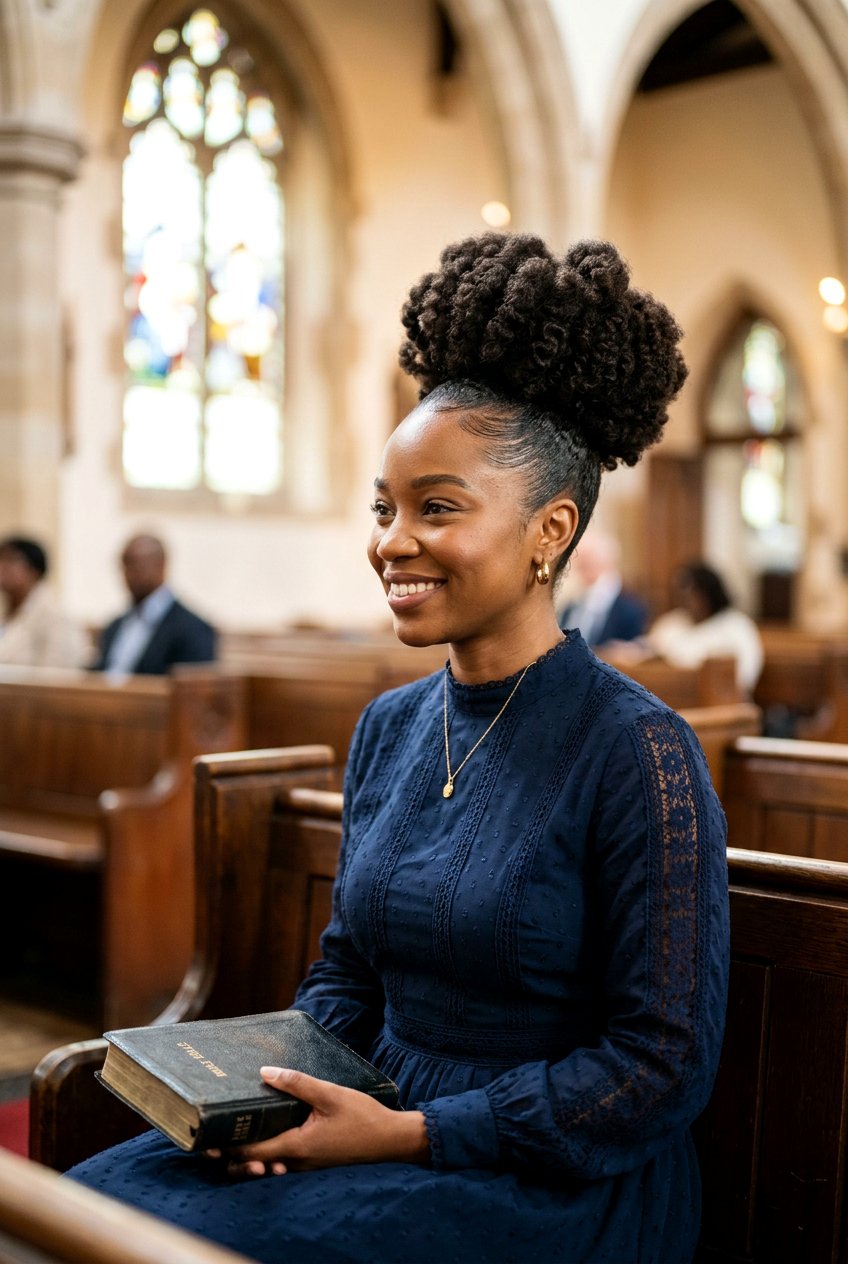 High Bun Church Hairstyle For Natural Hair - 20 church hairstyles for women - 20 church hairstyles for women