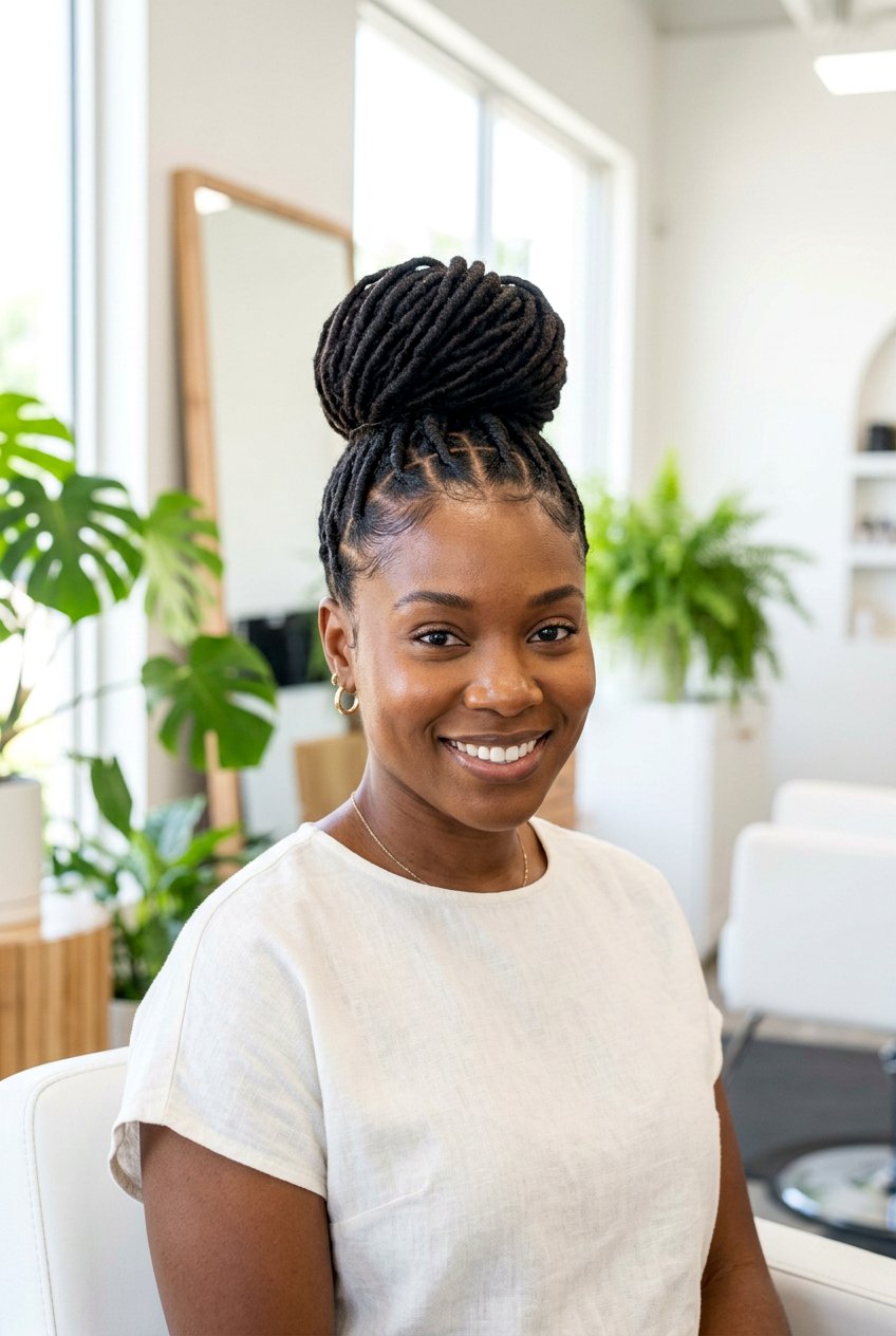 High Bun Locs - 20 loc hairstyles for women - 20 loc hairstyles for women