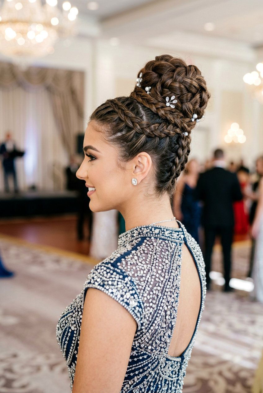 High Bun Pageant Updo With Braids - 20 pageant updo hairstyles - 20 pageant updo hairstyles