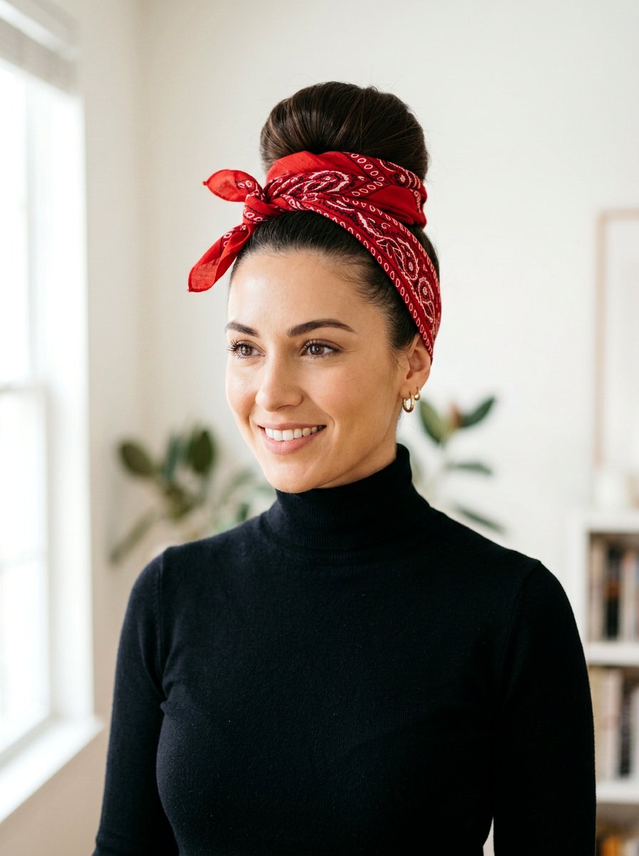 High Bun Scarf Rope - 20 scarf braid hairstyle for women - 20 scarf braid hairstyle for women