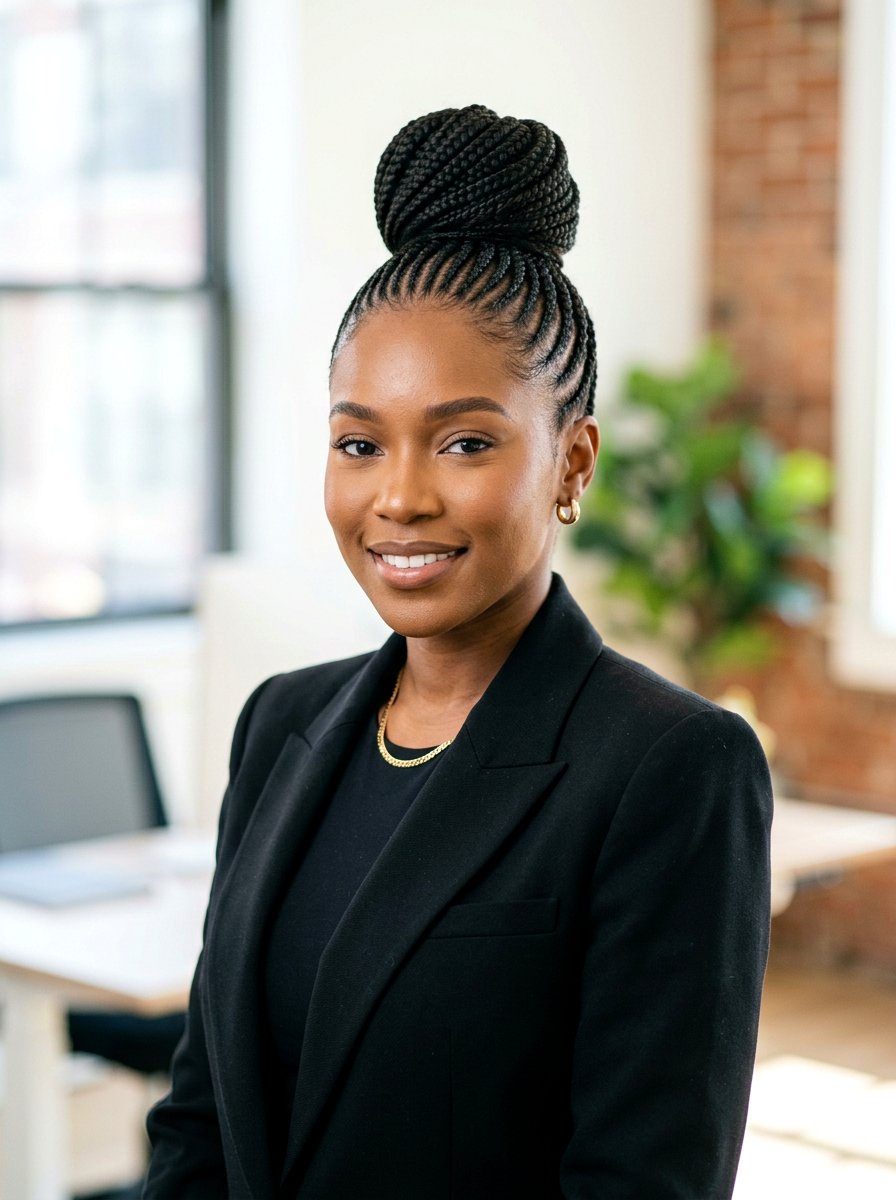 High Bun Straight Back Cornrows - 20 straight back cornrows with bun - 20 straight back cornrows with bun