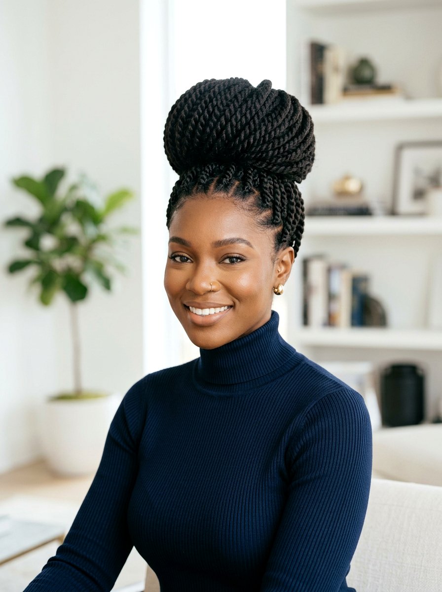 High Bun Two Strand Twists - 20 two strand twists for black women - 20 two strand twists for black women